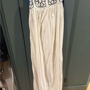 Cream and Black Embroidered Dress